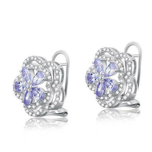 Light Purple Created Sapphire 925 Sterling Silver Stud Earrings Vintage MXFE8054