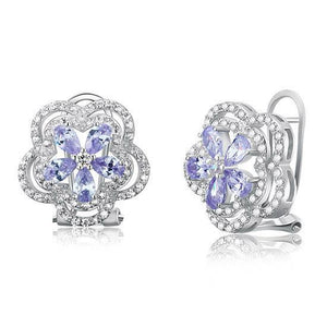 Light Purple Created Sapphire 925 Sterling Silver Stud Earrings Vintage MXFE8054