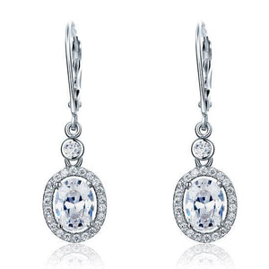 1.5 Carat Oval Cut Created Zirconia 925 Sterling Silver Dangle Earrings MXFE8061