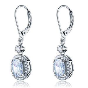 1.5 Carat Oval Cut Created Zirconia 925 Sterling Silver Dangle Earrings MXFE8061