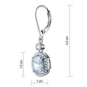 1.5 Carat Oval Cut Created Zirconia 925 Sterling Silver Dangle Earrings MXFE8061