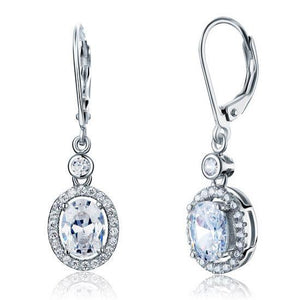 1.5 Carat Oval Cut Created Zirconia 925 Sterling Silver Dangle Earrings MXFE8061