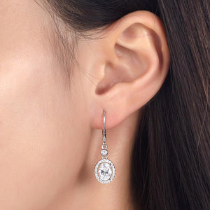 1.5 Carat Oval Cut Created Zirconia 925 Sterling Silver Dangle Earrings MXFE8061