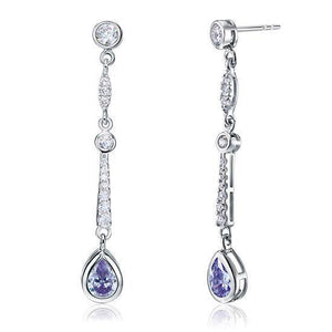 Purple Created Sapphire 925 Sterling Silver Dangle Earrings MXFE8063