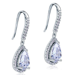 2 Carat Created Pear Cut Zirconia Dangle Drop Sterling 925 Silver Earrings MXFE8066