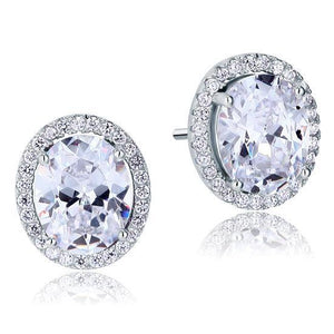 3 Carat Oval Cut Created Zirconia Stud 925 Sterling Silver Earrings MXFE8072
