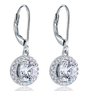 Created Zirconia Dangle Drop Sterling 925 Silver Earrings MXFE8073
