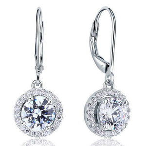 Created Zirconia Dangle Drop Sterling 925 Silver Earrings MXFE8073