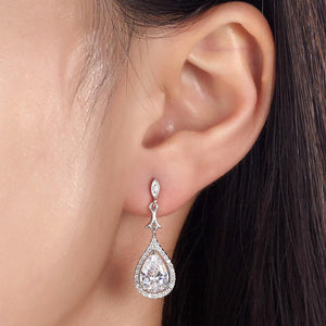 Pear Cut Created Zirconia Vintage Dangle 925 Sterling Silver Earrings MXFE8076