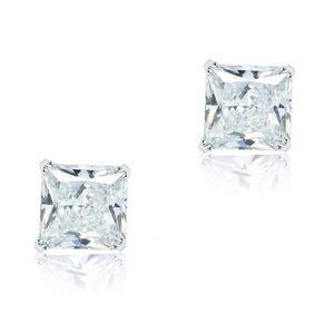 925 Sterling Silver Stud Earrings 1 Carat Princess Cut Created Zirconia MXFE8077