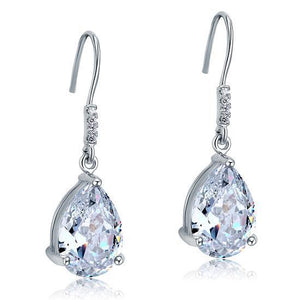 4 Carat Pear Cut Created Zirconia Bridal Dangle Drop 925 Sterling Silver Earrings MXFE8089