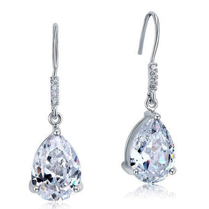 4 Carat Pear Cut Created Zirconia Bridal Dangle Drop 925 Sterling Silver Earrings MXFE8089