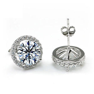 2 Carat Round Cut Created Zirconia Halo Stud 925 Sterling Silver Earrings MXFE8102
