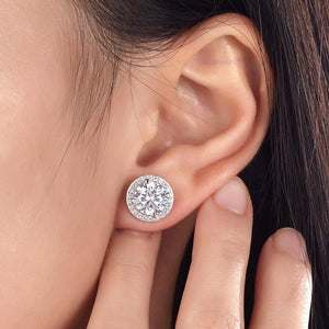 2 Carat Round Cut Created Zirconia Halo Stud 925 Sterling Silver Earrings MXFE8102