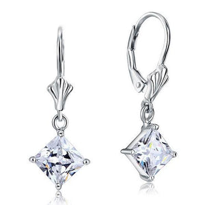 1.5 Carat Princess Cut Created Zirconia Dangle Drop 925 Sterling Silver Earrings MXFE8103