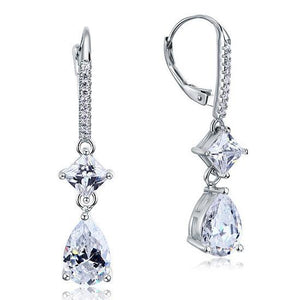 2 Carat Princess Cut Created Zirconia Dangle Drop 925 Sterling Silver Earrings MXFE8104
