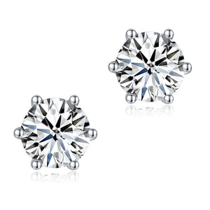 0.5 Carat Moissanite Diamond 6 Claws Stud Earrings 925 Sterling Silver XMFE8203