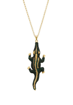 Crocodile Pendant Necklace Gold