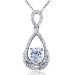 2 Carat Oval Cut Created Zirconia Sterling 925 Silver Pendant Necklace MXFN8017