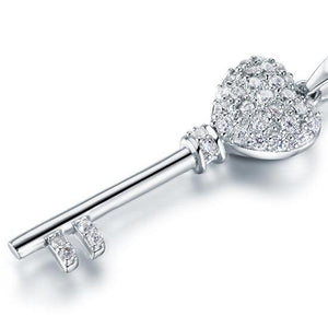 Love Key 925 Sterling Silver Cross Pendant Necklace MXFN8029