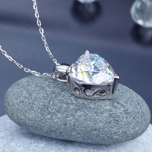 Heart Created Zirconia Pendant Necklace 925 Sterling Silver MXFN8043