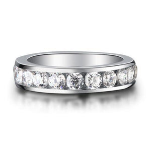 Channel Setting Created Zirconia 925 Sterling Silver Eternity Band Wedding Anniversary Ring MJXFR8004