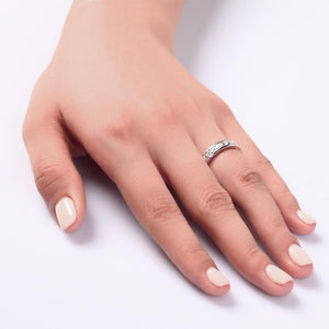 Channel Setting Created Zirconia 925 Sterling Silver Eternity Band Wedding Anniversary Ring MJXFR8004