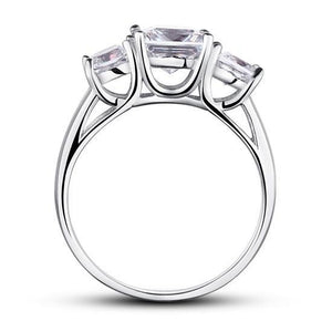1.5 Carat 3-Stones Created Zirconia 925 Sterling Silver Wedding Anniversary Ring MJXFR8008