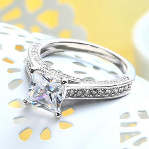 1.5 Carat Princess Cut Created Zirconia 925 Sterling Silver Wedding Engagement Ring MJXFR8009