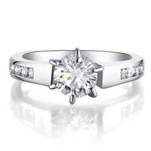 1.25 Carat Round Cut Created Zirconia 925 Sterling Silver Wedding Engagement Ring MJXFR8013