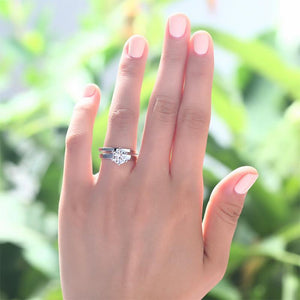 Sterling 925 Silver 1.25 Carat Created Zirconia 2-Pc Ring Set 6 Claws MJXFR8031