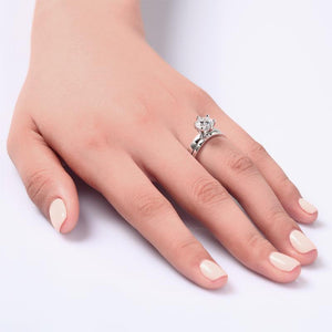 Sterling 925 Silver 1.25 Carat Created Zirconia 2-Pc Ring Set 6 Claws MJXFR8031