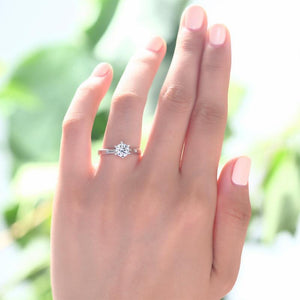 Sterling 925 Silver Created Zirconia Wedding Engagement Ring MJXFR8032