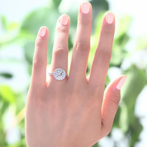 1 Carat Round Cut Created Zirconia Wedding Engagement Sterling 925 Silver Ring MJXFR8035