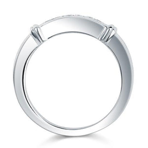 Channel Set Created Zirconia Solid Sterling 925 Silver Wedding Ring MJXFR8044