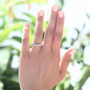 Channel Set Created Zirconia Solid Sterling 925 Silver Wedding Ring MJXFR8044