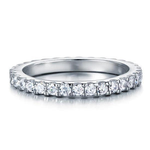 Micro Set Eternity Created Zirconia Solid Sterling 925 Silver Wedding Ring MJXFR8045