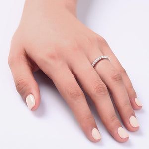 Micro Set Eternity Created Zirconia Solid Sterling 925 Silver Wedding Ring MJXFR8045