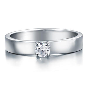 Classic Created Zirconia Solid Sterling 925 Silver Wedding Ring MJXFR8047