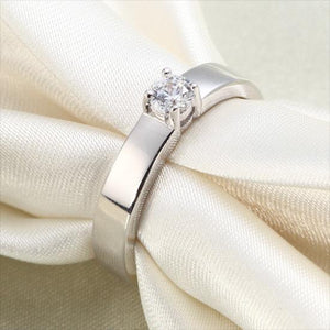 Classic Created Zirconia Solid Sterling 925 Silver Wedding Ring MJXFR8047