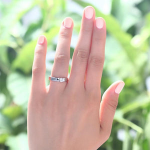 Classic Created Zirconia Solid Sterling 925 Silver Wedding Ring MJXFR8047