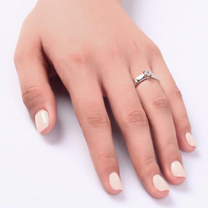 Classic Created Zirconia Solid Sterling 925 Silver Wedding Ring MJXFR8047