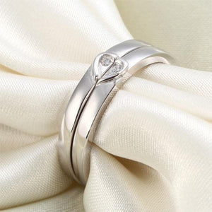 Heart Created Zirconia 2-Pc Solid Sterling 925 Silver Wedding Ring Set MJXFR8048