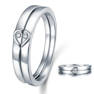 Heart Created Zirconia 2-Pc Solid Sterling 925 Silver Wedding Ring Set MJXFR8048