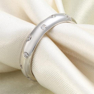 Created Zirconia Wedding Band Solid Sterling 925 Silver Ring MJXFR8060