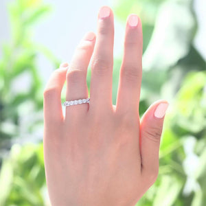 Solid 925 Sterling Silver Wedding Band Eternity Stacking Ring Jewelry Round Cut MXFR8061