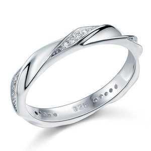 Created Zirconia Solid Sterling 925 Silver Twist Ring MJXFR8064