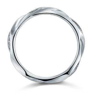 Created Zirconia Solid Sterling 925 Silver Twist Ring MJXFR8064