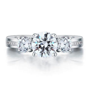 3 Stone Created Zirconia Solid Sterling 925 Silver Ring MJXFR8065