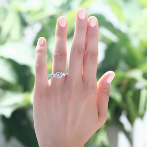 3 Stone Created Zirconia Solid Sterling 925 Silver Ring MJXFR8065